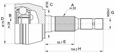 OPEN PARTS cvj528510 -  Шарнирный комплект, приводной вал